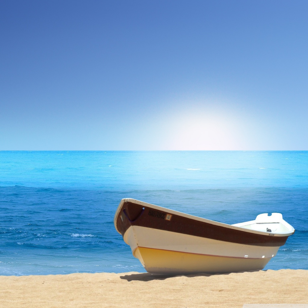 Boat On The Beach Sunny Day HD desktop wallpaper Widescreen