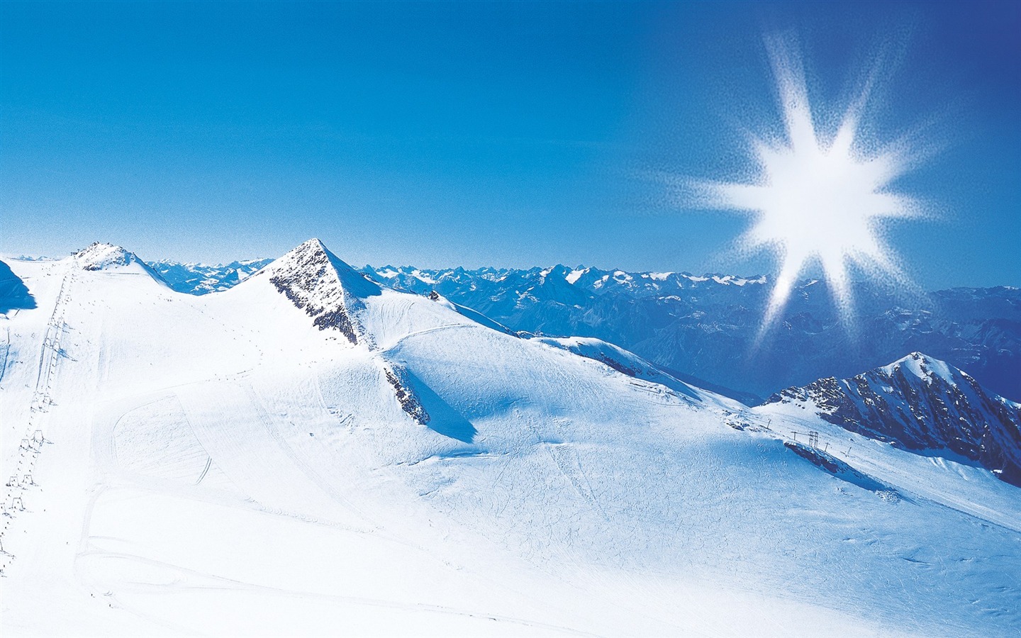Beautiful Snowsacpe of Alps under Sunny Sky - Alps Winter Vacation