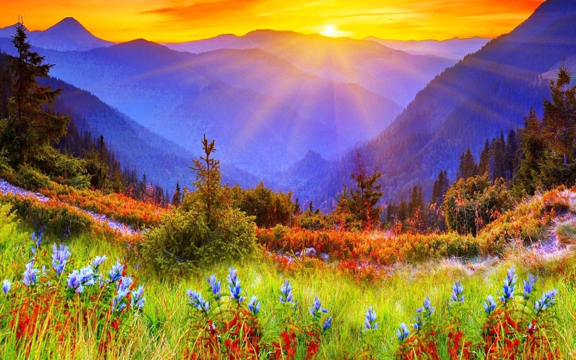 Mountain Sunrise Background - wallpaper