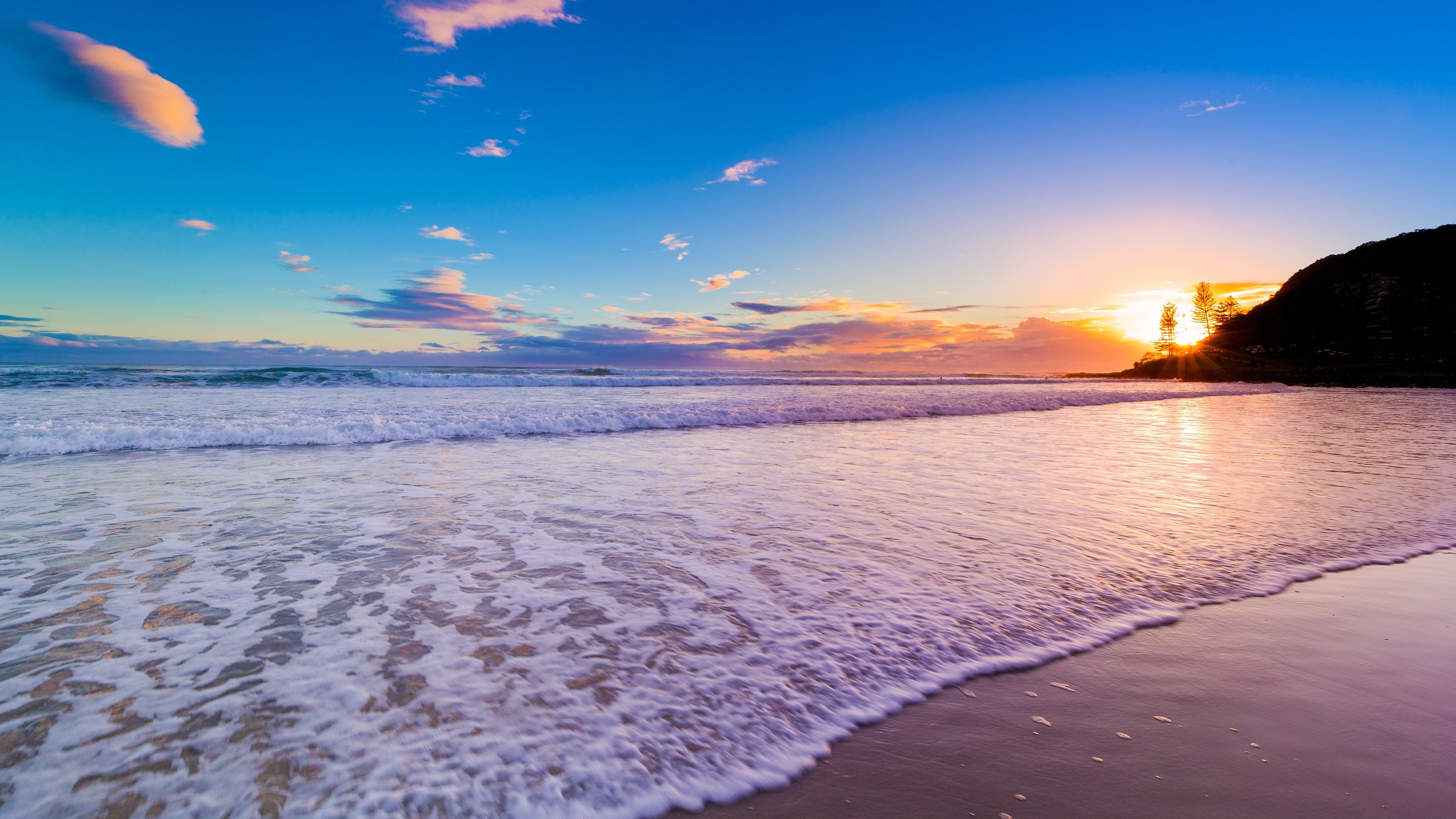 Virgin Beach Sunrise Waves Desktop Wallpaper