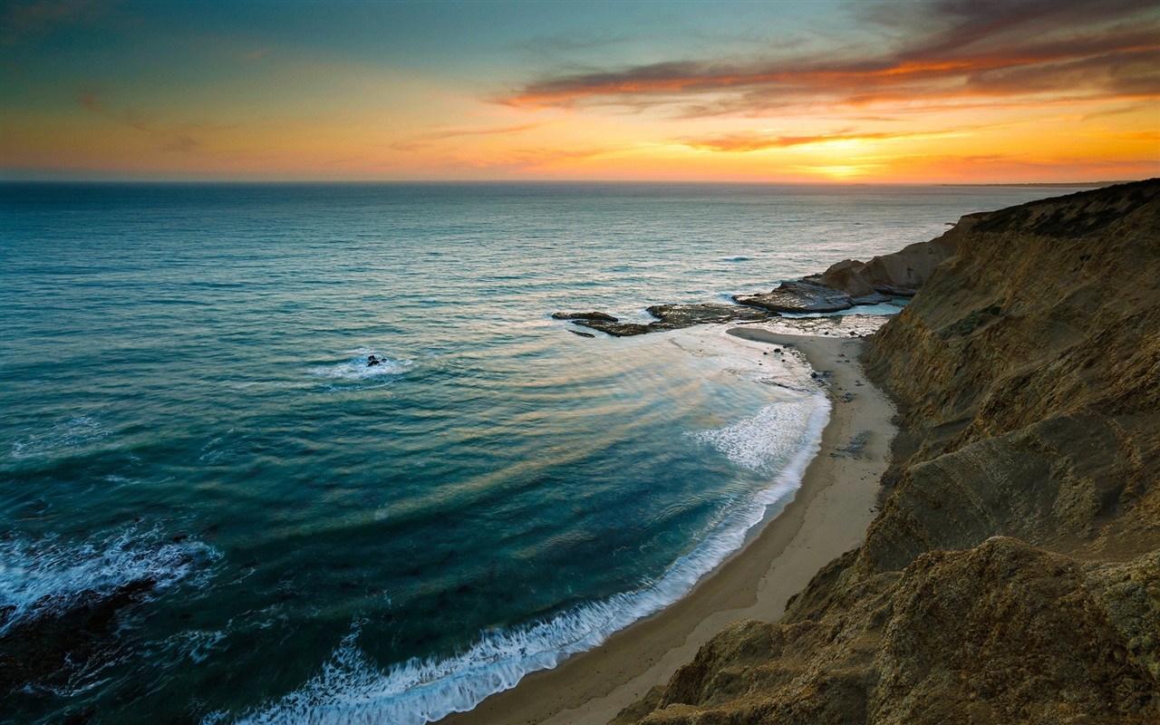 Beautiful sunrise sea beach Wallpaper | 1280x800 resolution ...