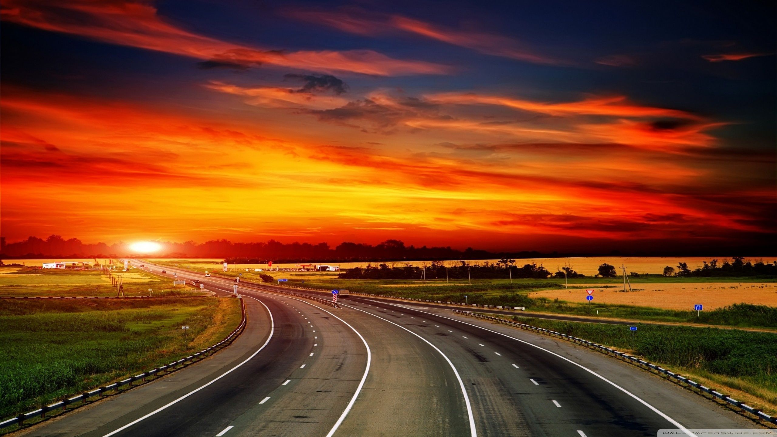 Sunset highway, 2560x1440 HD Wallpaper and FREE Stock Photo