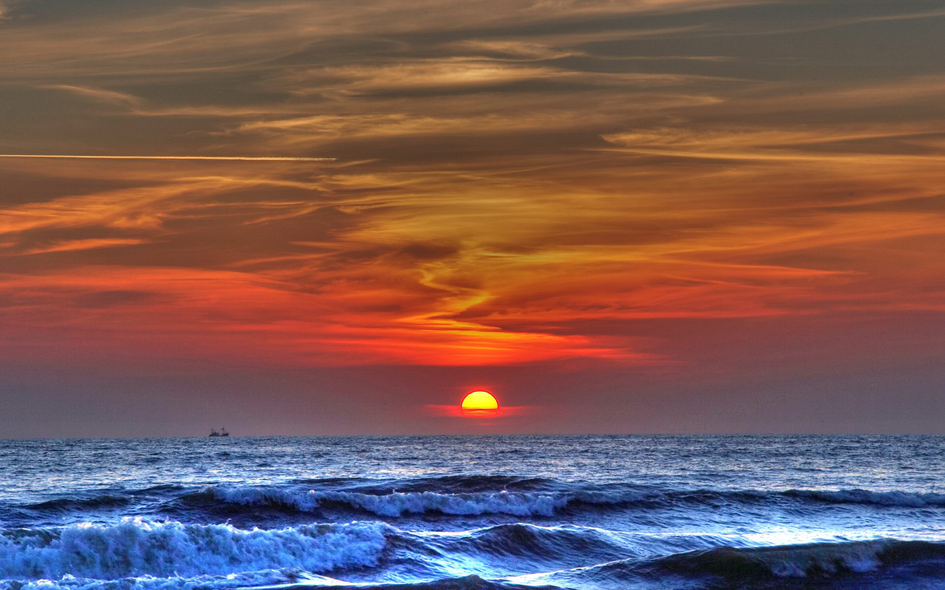 Sunset Over Water Nature Wallpaper Featuring Sunrises And Sunsets ...