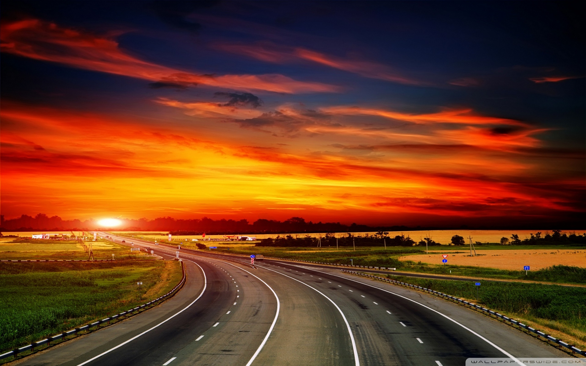 Highway at Sunset Wallpaper - HD Wallpaper Archives - HD ...