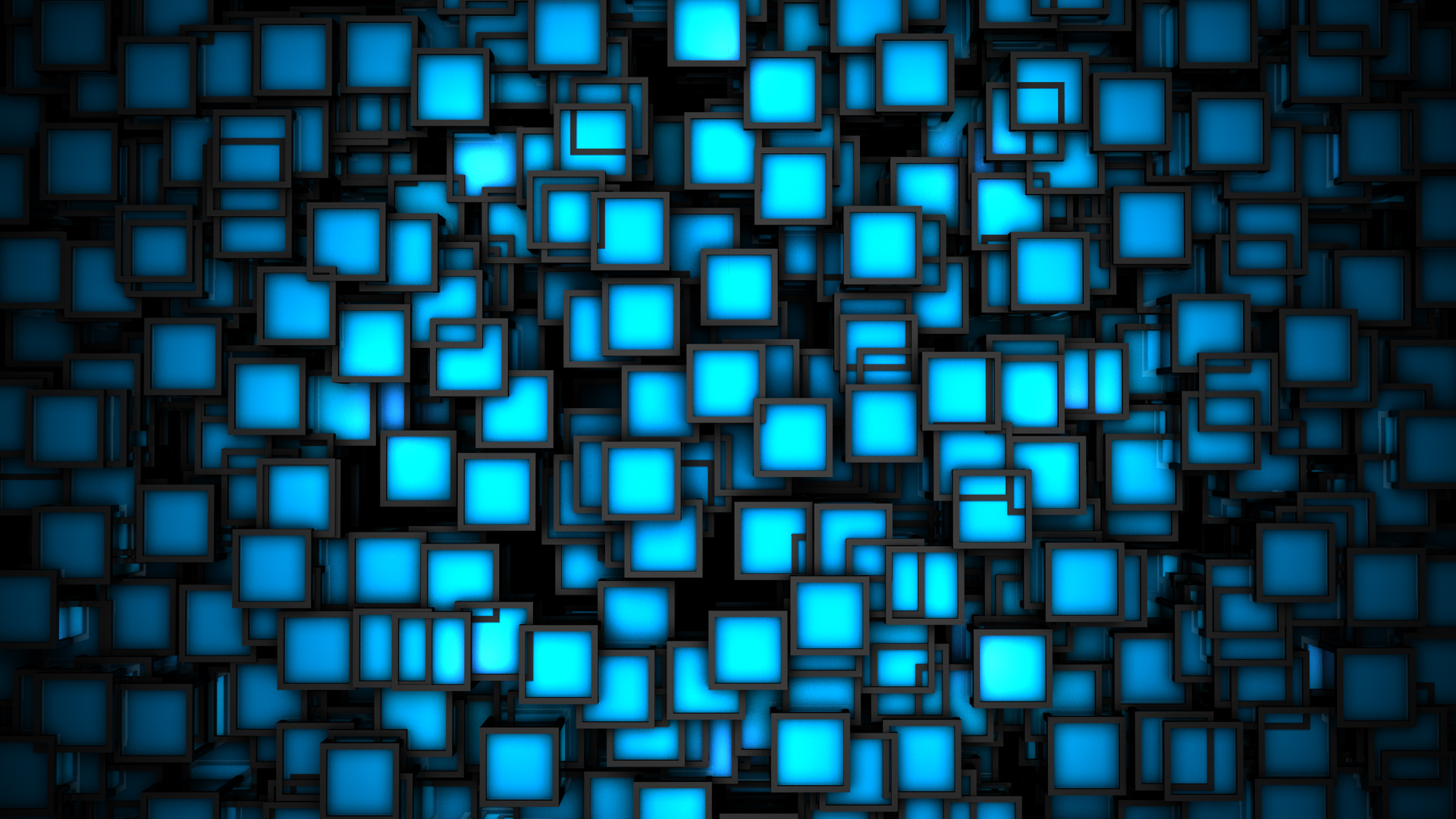 Download Black 3D Blue Neon Super Cool Cubes HD Wallpaper