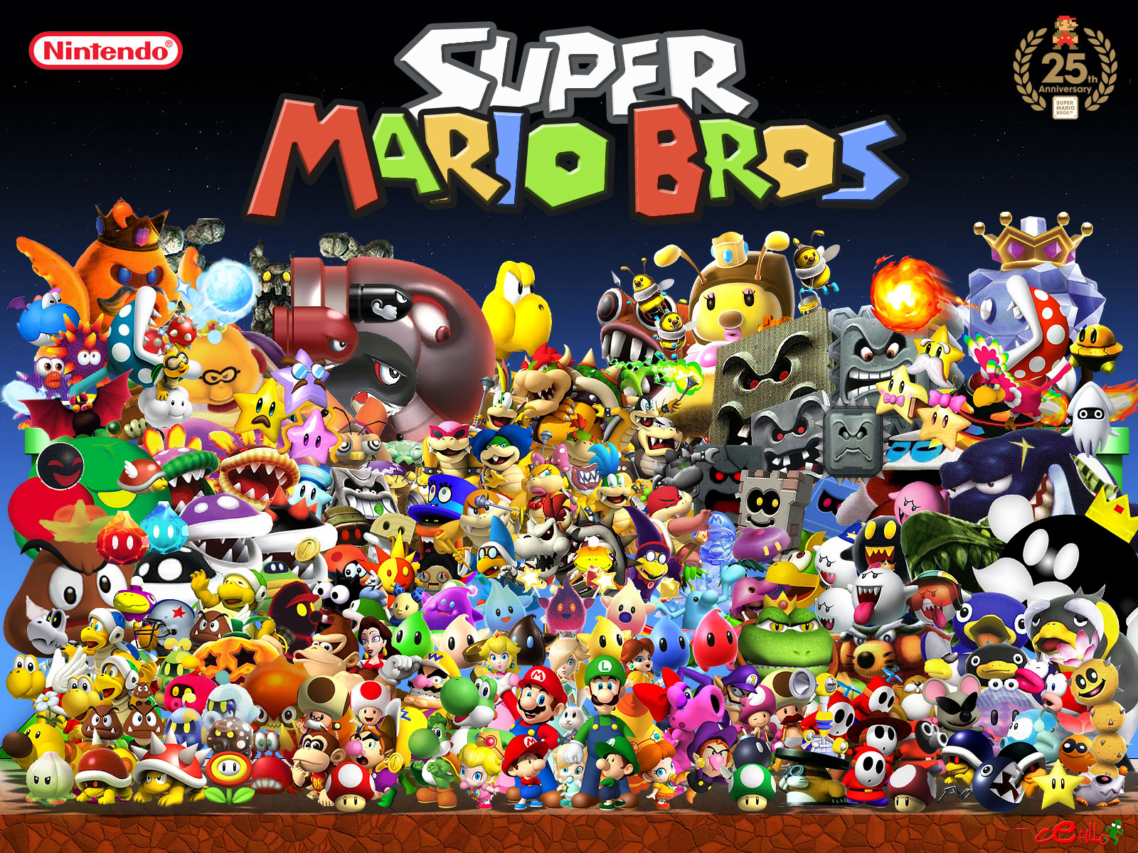Super Mario Bros Characters - wallpaper