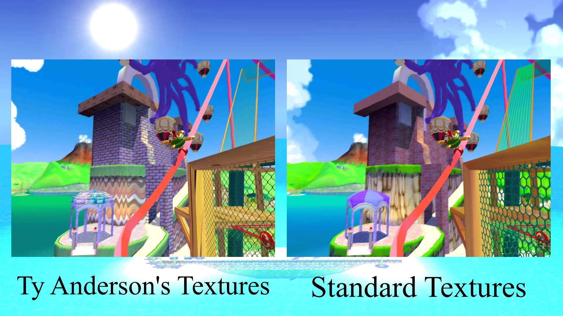 Mario Sunshine Comparison Ty Andersons Textures Vs. Standard