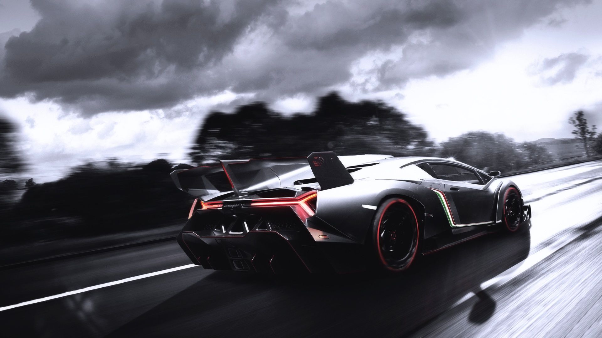 Lamborghini supercar at road high speed Wallpapers HD Desktop