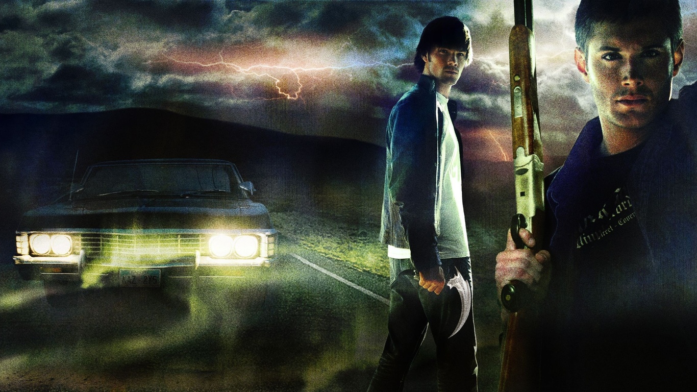 1366x768 impala, supernatural, lights Wallpapers and Pictures 34636