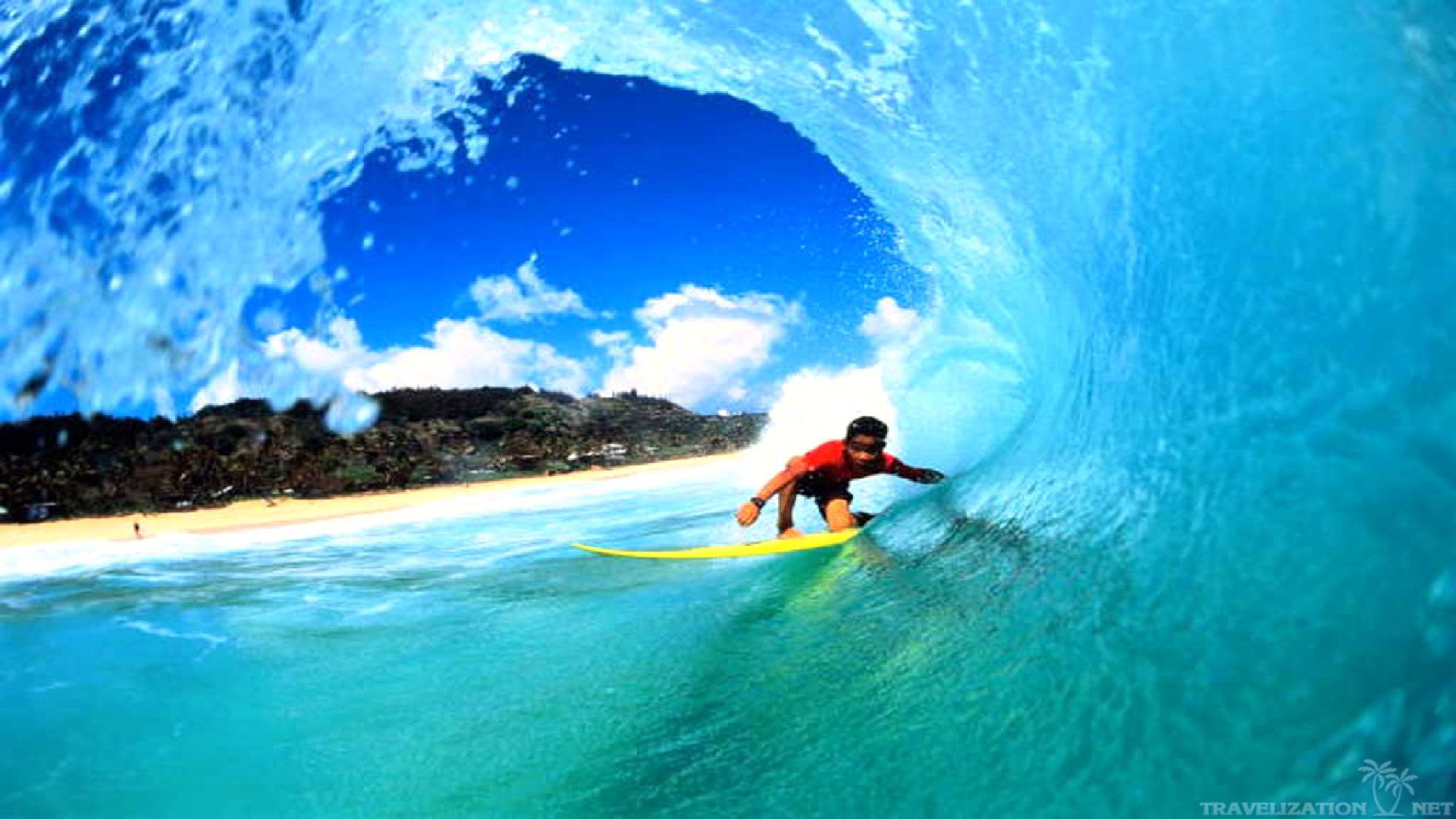 HD Surfing in Big Wave Wallpaper HD 1080p - HiReWallpapers 7583
