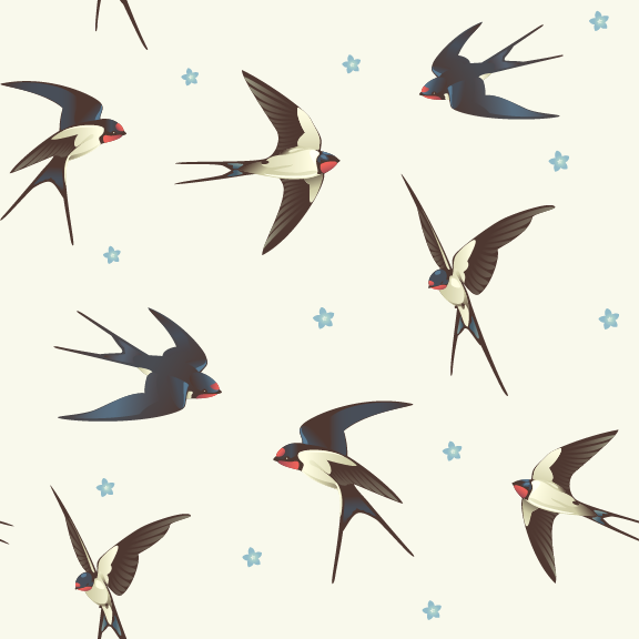Barn Swallows| Removable Wallpaper| WallsNeedLove