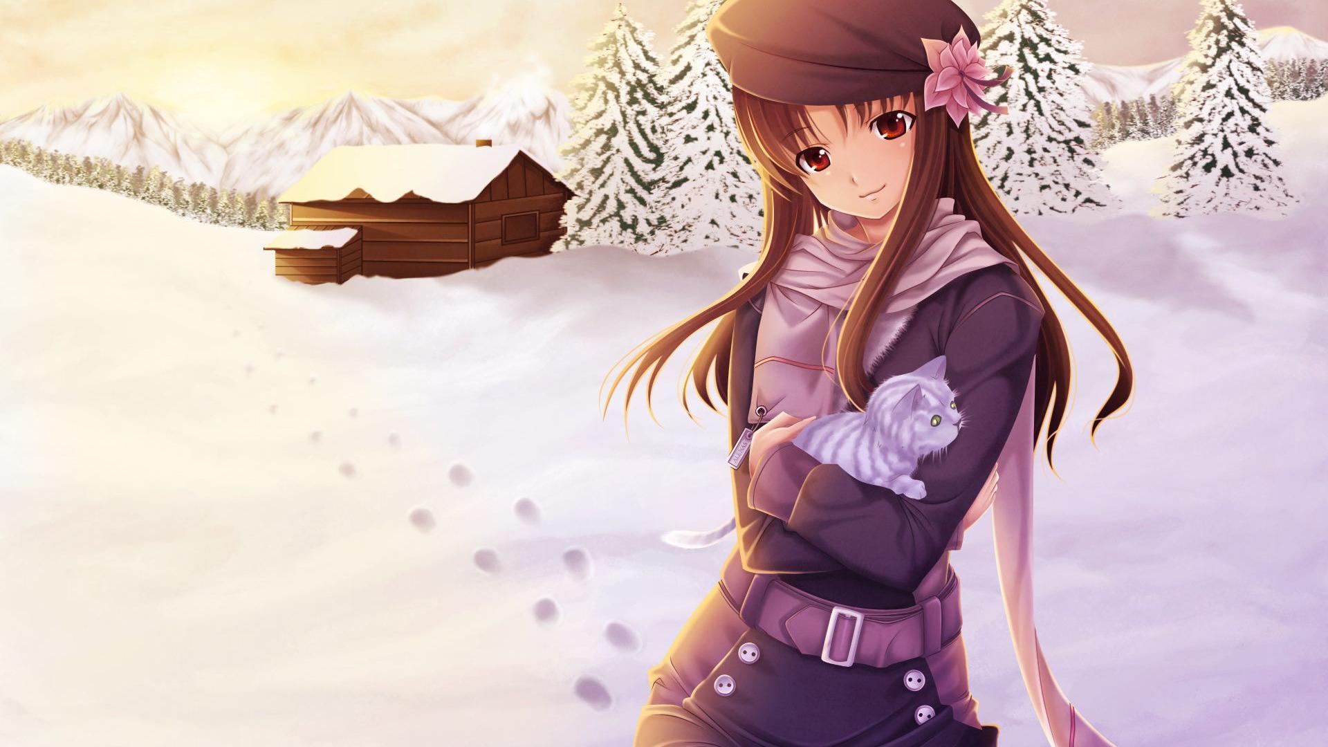 Wallpapers Korean Girl Anime Cute Sweet Winter Snow Hd 184012.8