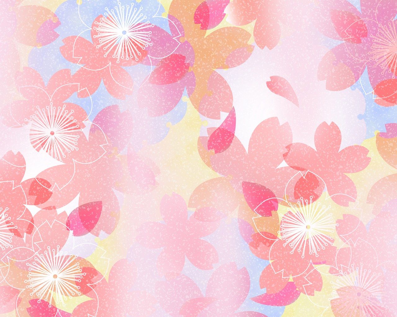 Colors in Japanese Style - Sweet Flower Pattern Design 1280x1024