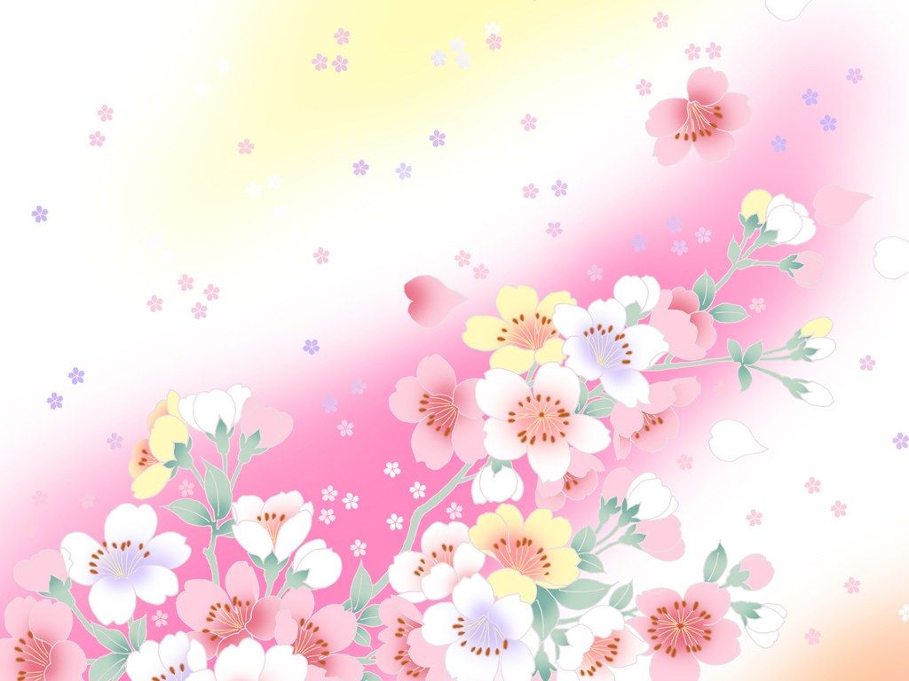 Colors in Japanese Style - Sweet Flower Pattern Design 1024x768