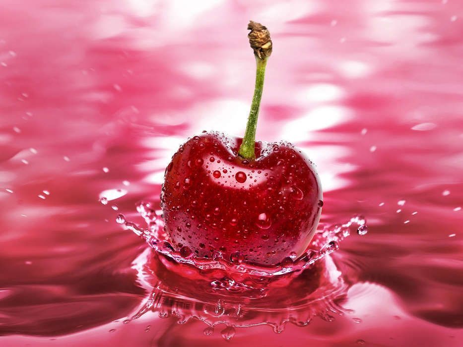 Download mobile wallpaper Water, Sweet cherry, Food, Cherry
