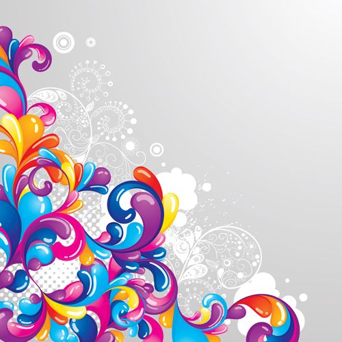 Set of Colored swirl vector backgrounds art 02 - Vector Background