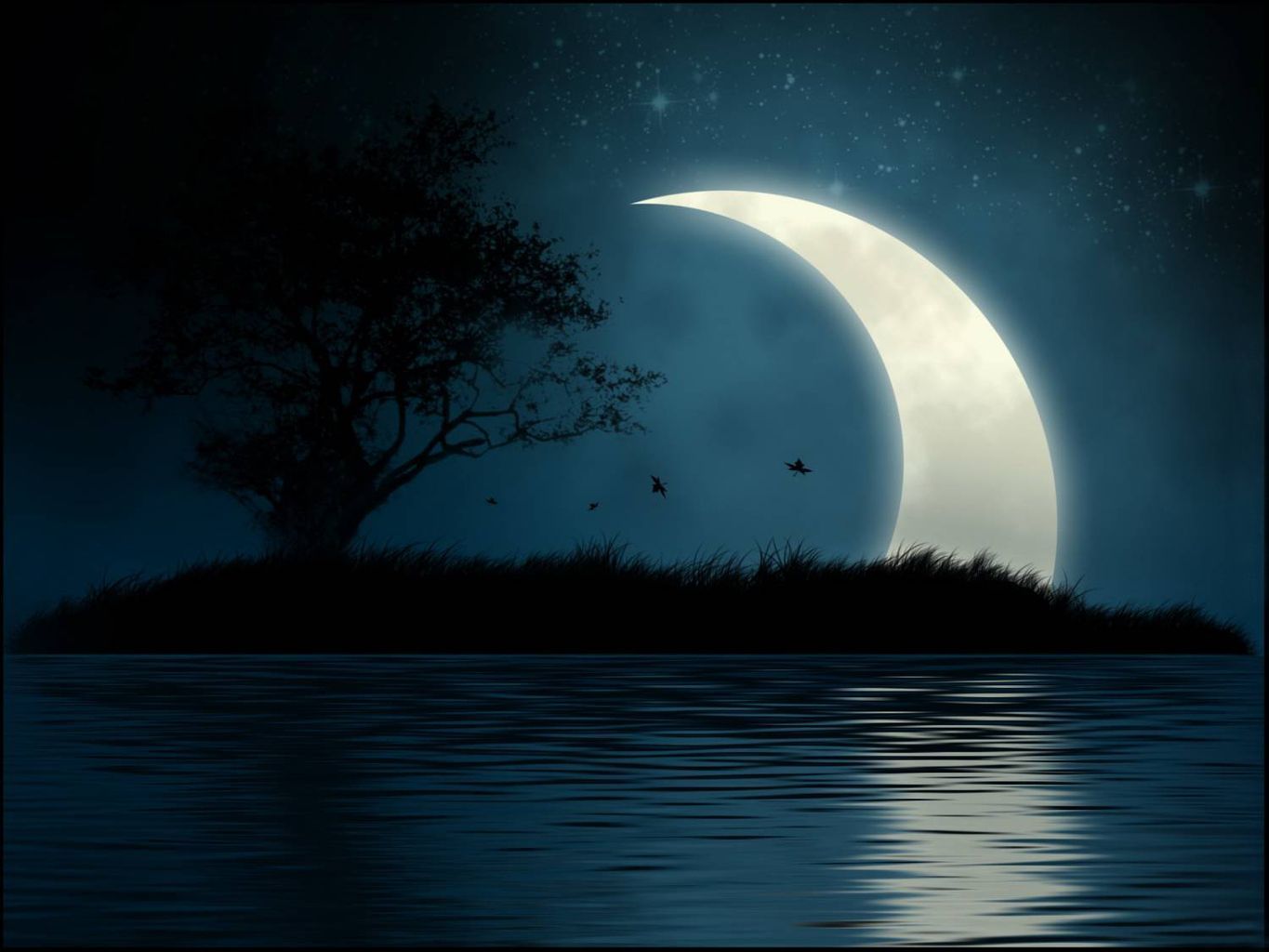 Moon Reflection Tablet Phone Wallpaper Background - Album Art for ...