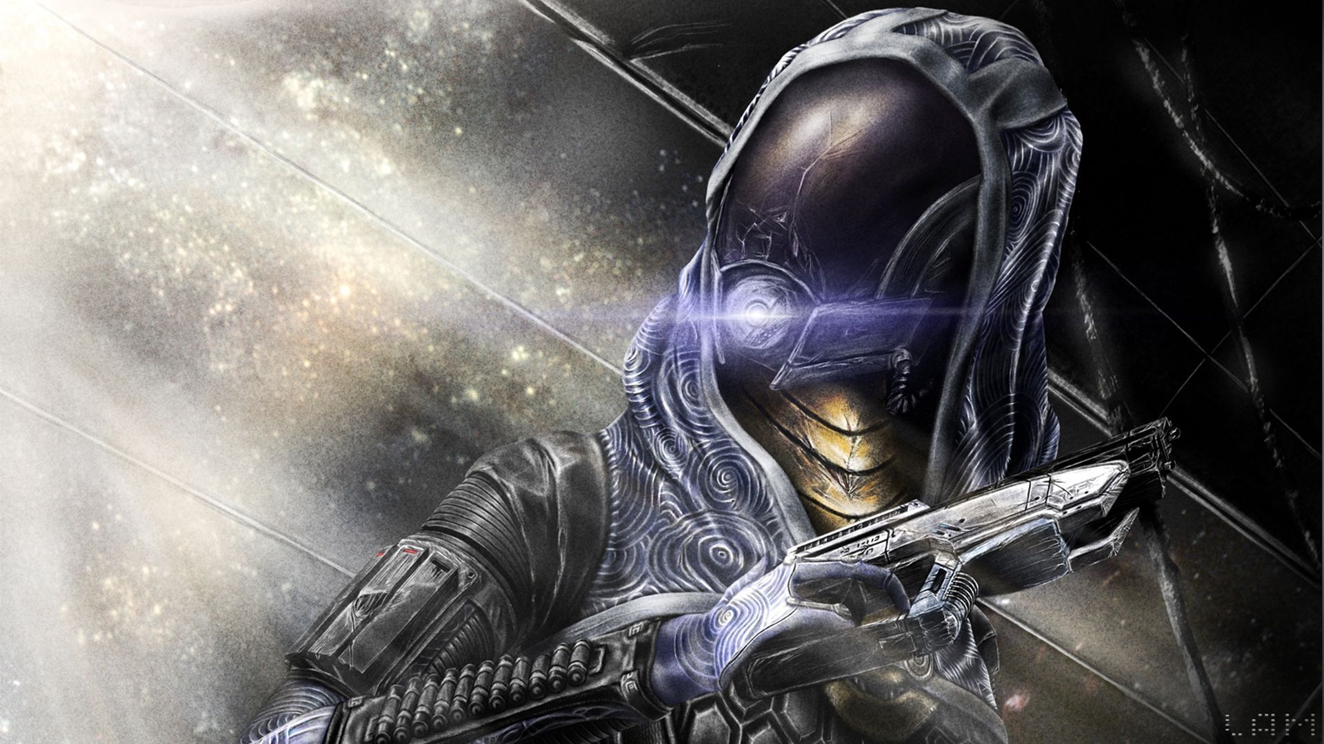 Mass Effect Pistol Warrior Tali Zorah Armor Helmet Games sci-fi ...