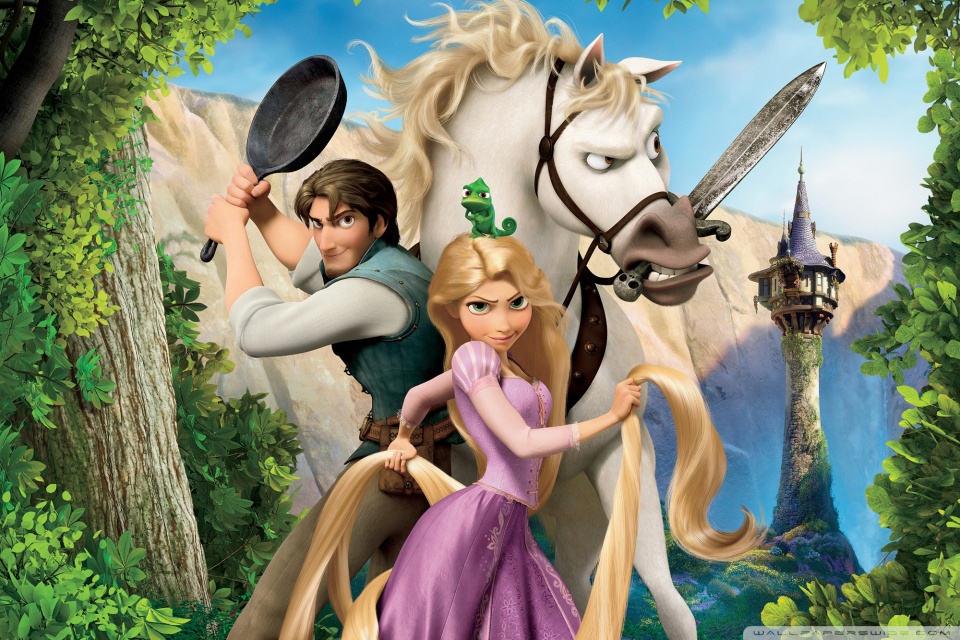 Tangled Rapunzel, Flynn And Maximus HD desktop wallpaper
