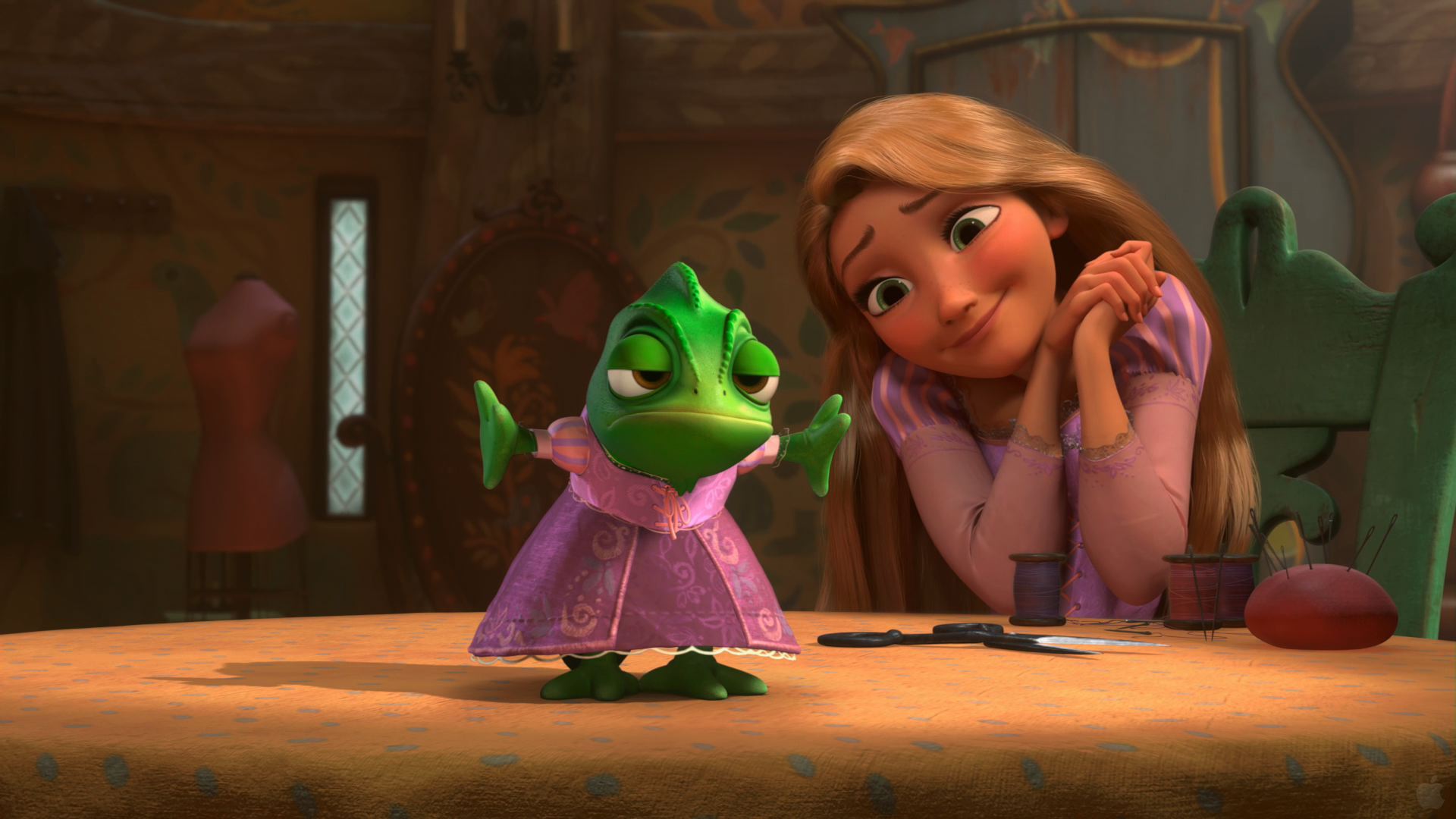 Pascal and Rapunzel from Tangled Desktop Wallpaper