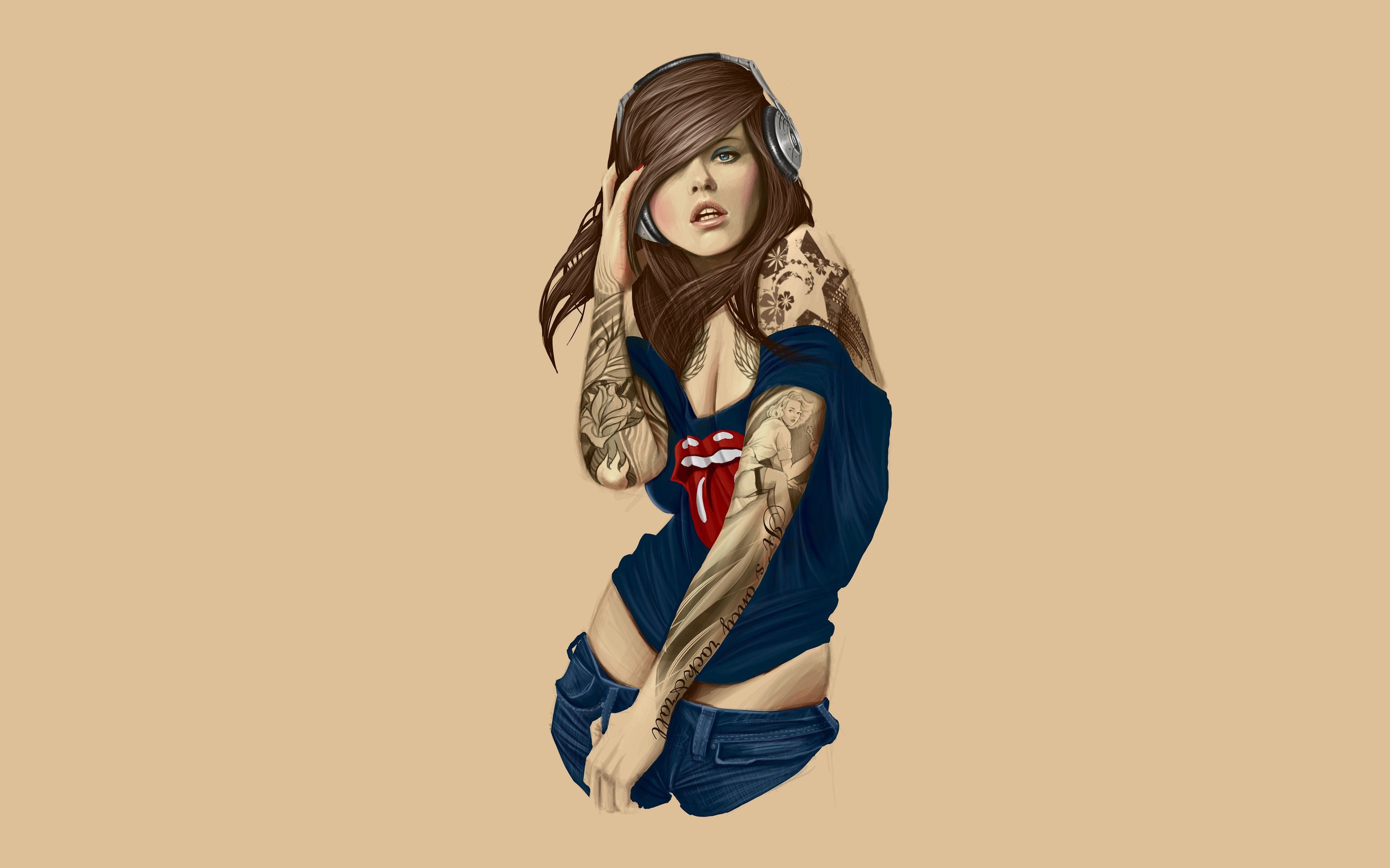 Download hd wallpaper tattoo art - Girls With Tattoo Art Wallpaper ...