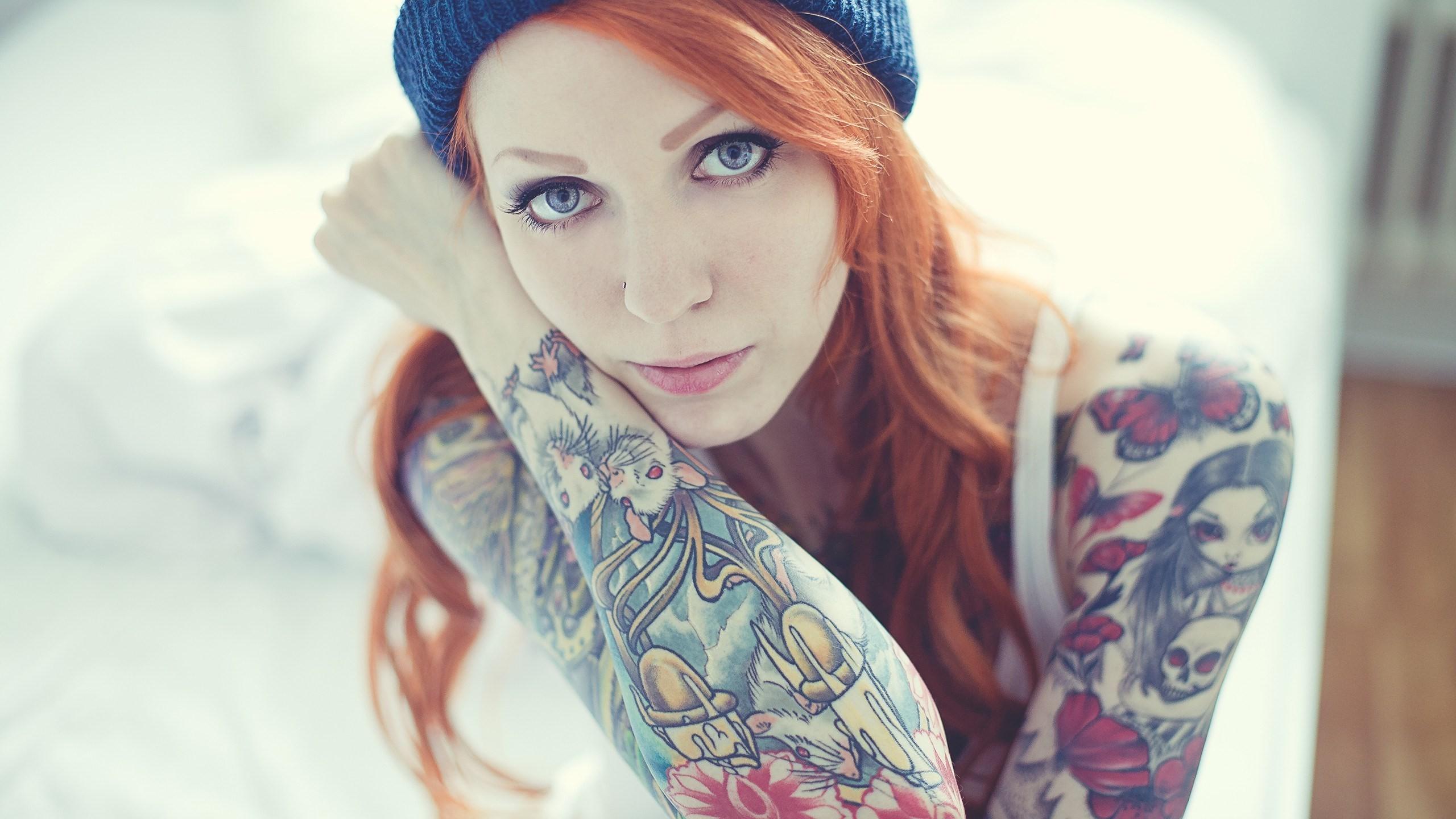 Girls Woman Tattoo Tattooed redhead HD Wallpapers, Desktop