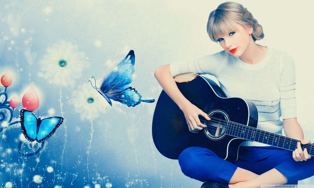 Taylor Swift Playing Guitar HD desktop wallpaper High Definition