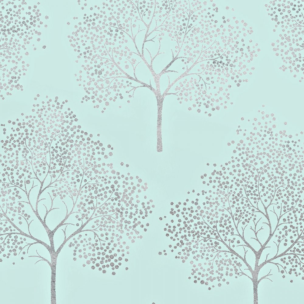 I Love Wallpaper™ Glitter Tree Wallpaper Teal / Silver Glitter | eBay