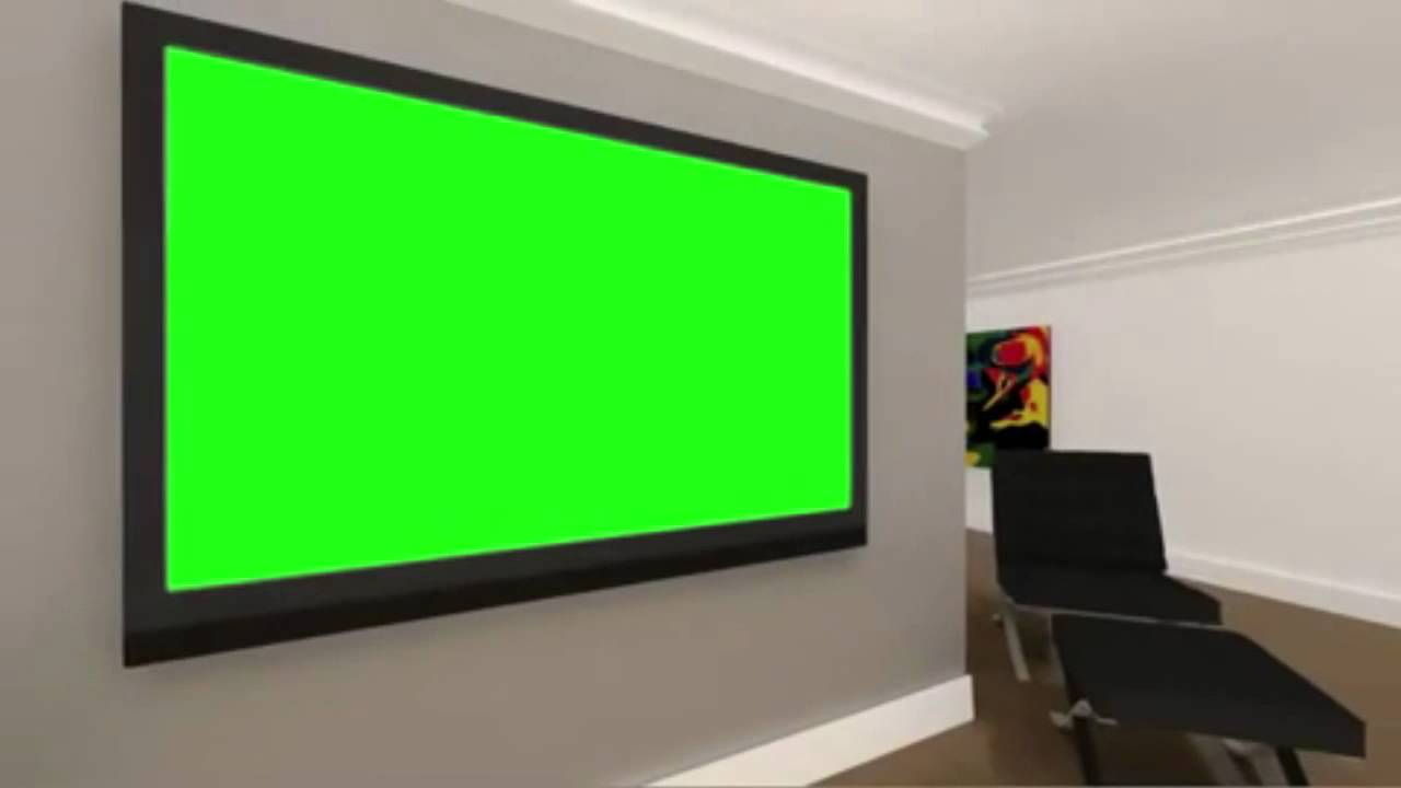 FREE HD Green screen background virtual room with green screen TV