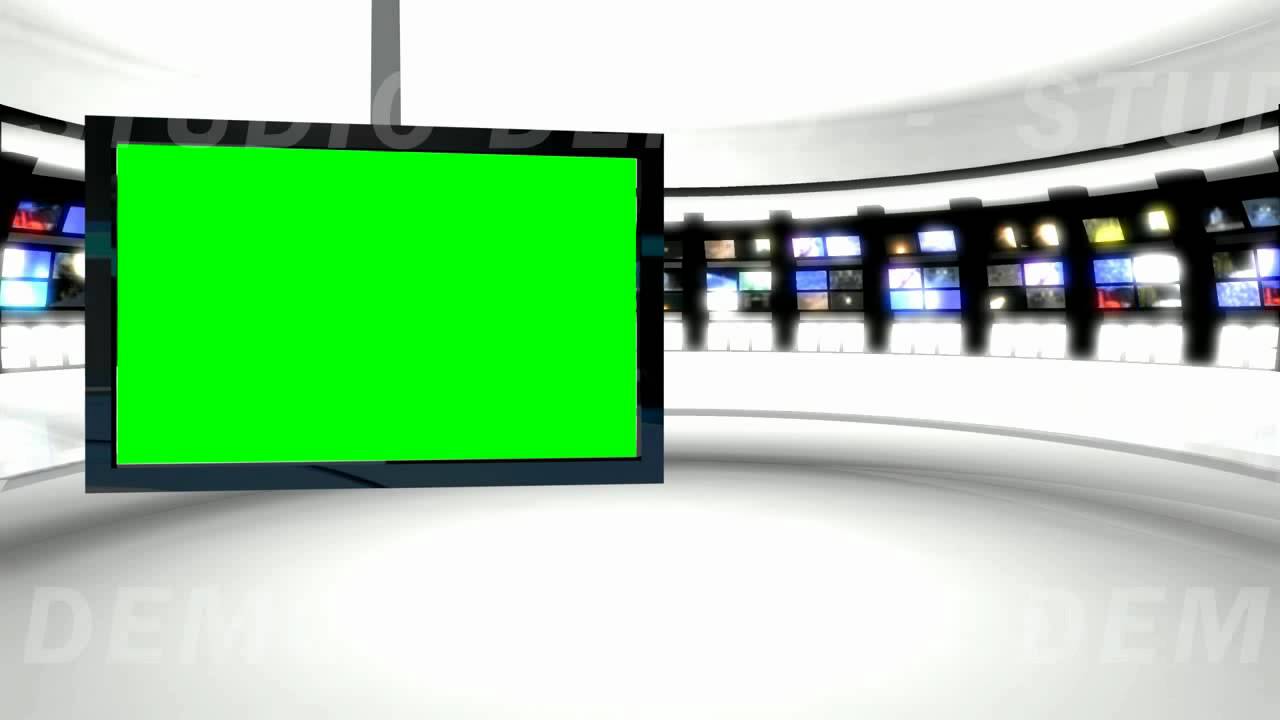 News Studio 9 Green Screen Background TV coming down Left Side