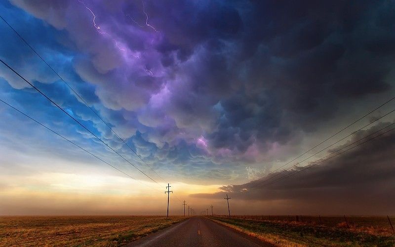texas usa road storm clouds rain lightning sky free desktop ...