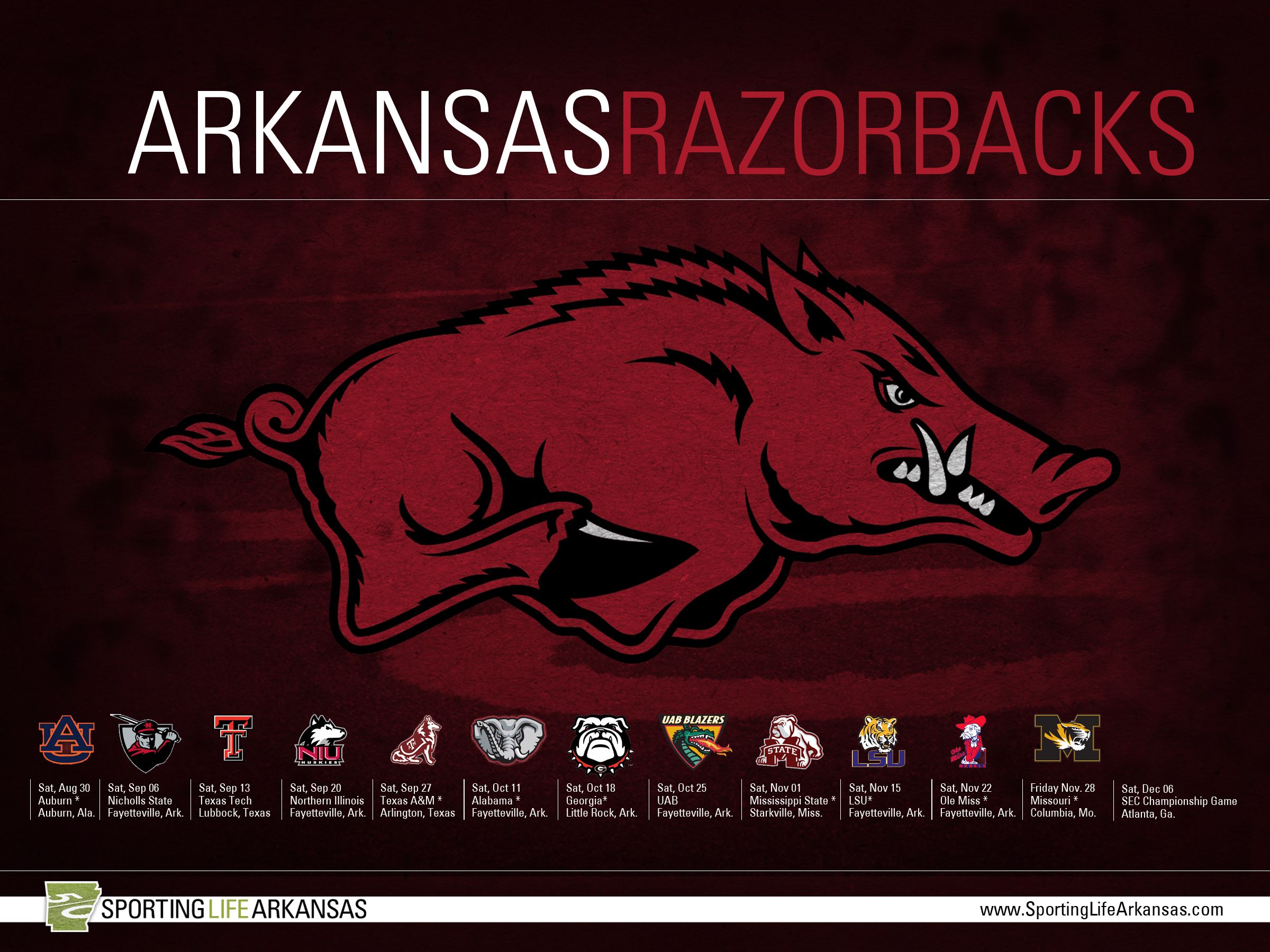 2014 Arkansas Razorback Football Schedule Wallpaper