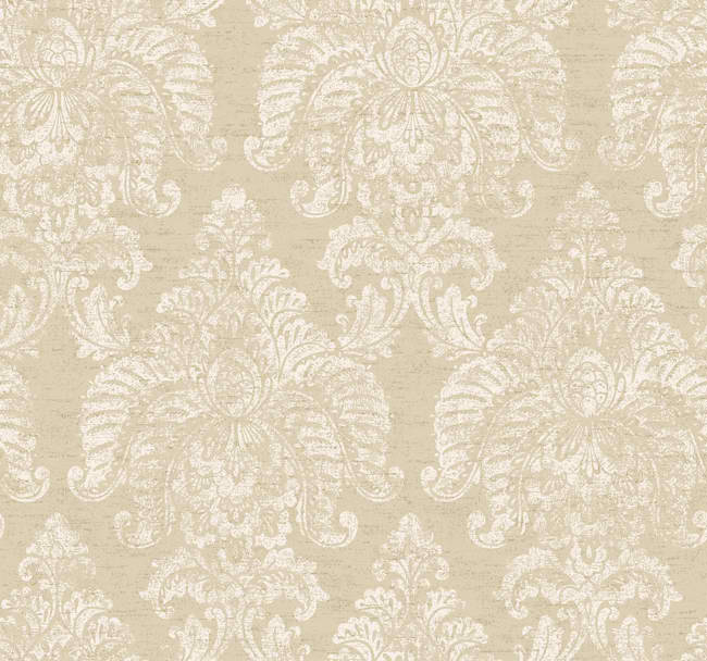 Cream Textured Damask Wallpaper By Seabrook