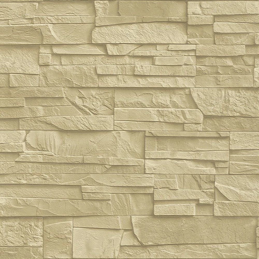 Rasch Factory Slate Brick Pattern Stone Faux Effect Wallpaper 475043