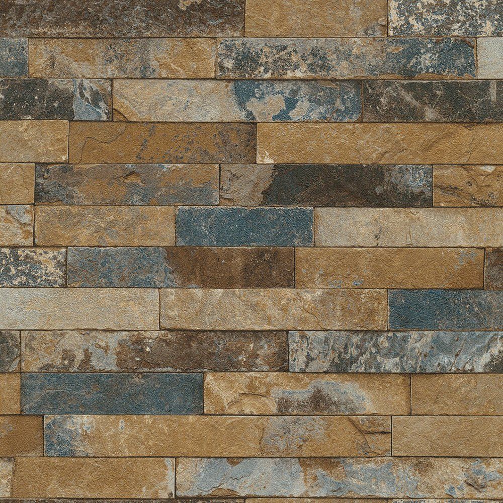 Rasch Factory Worn Brick Pattern Stone Effect Texture Wallpaper 475135