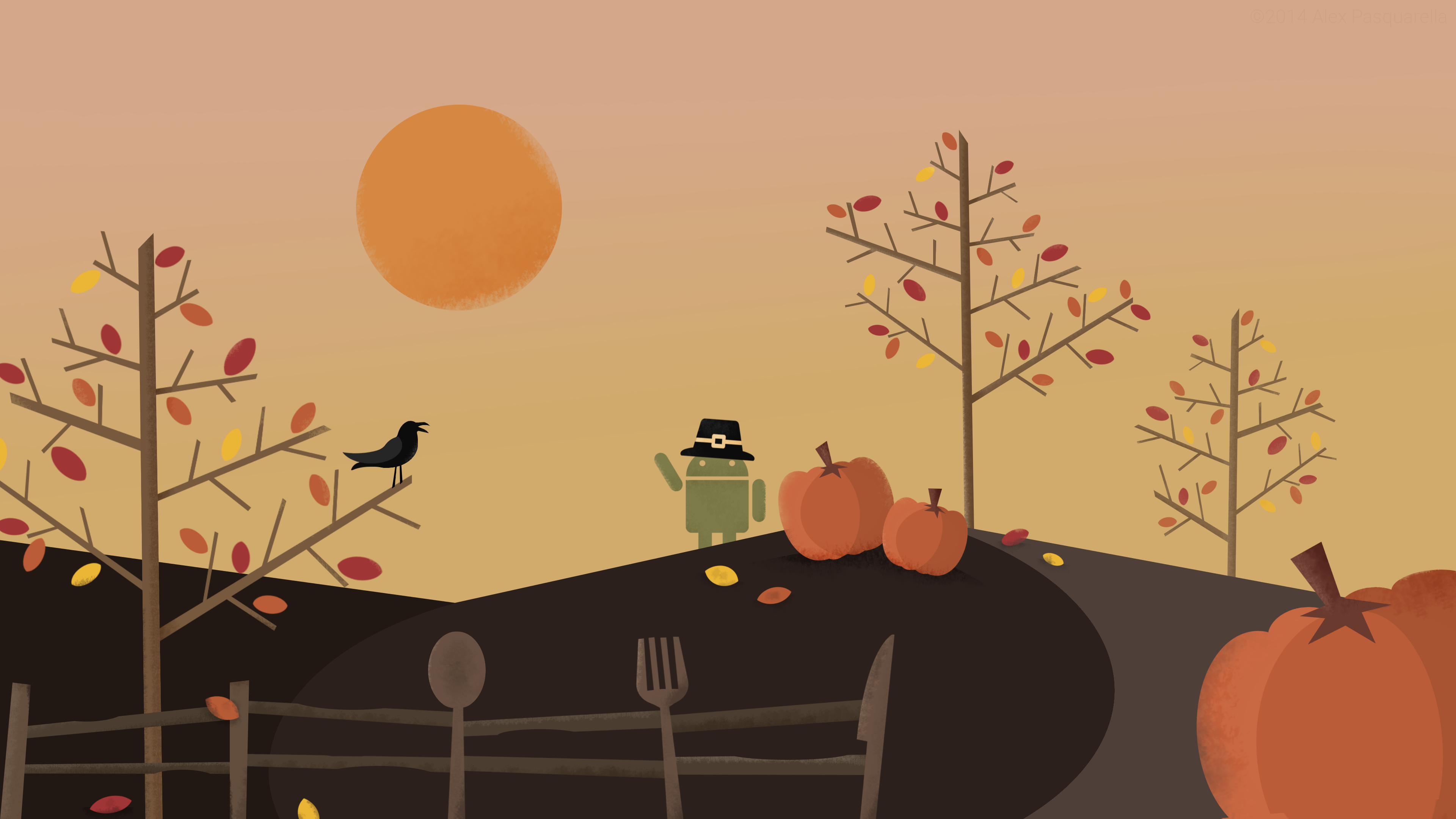 Android Wallpaper: Roboto Thanksgiving