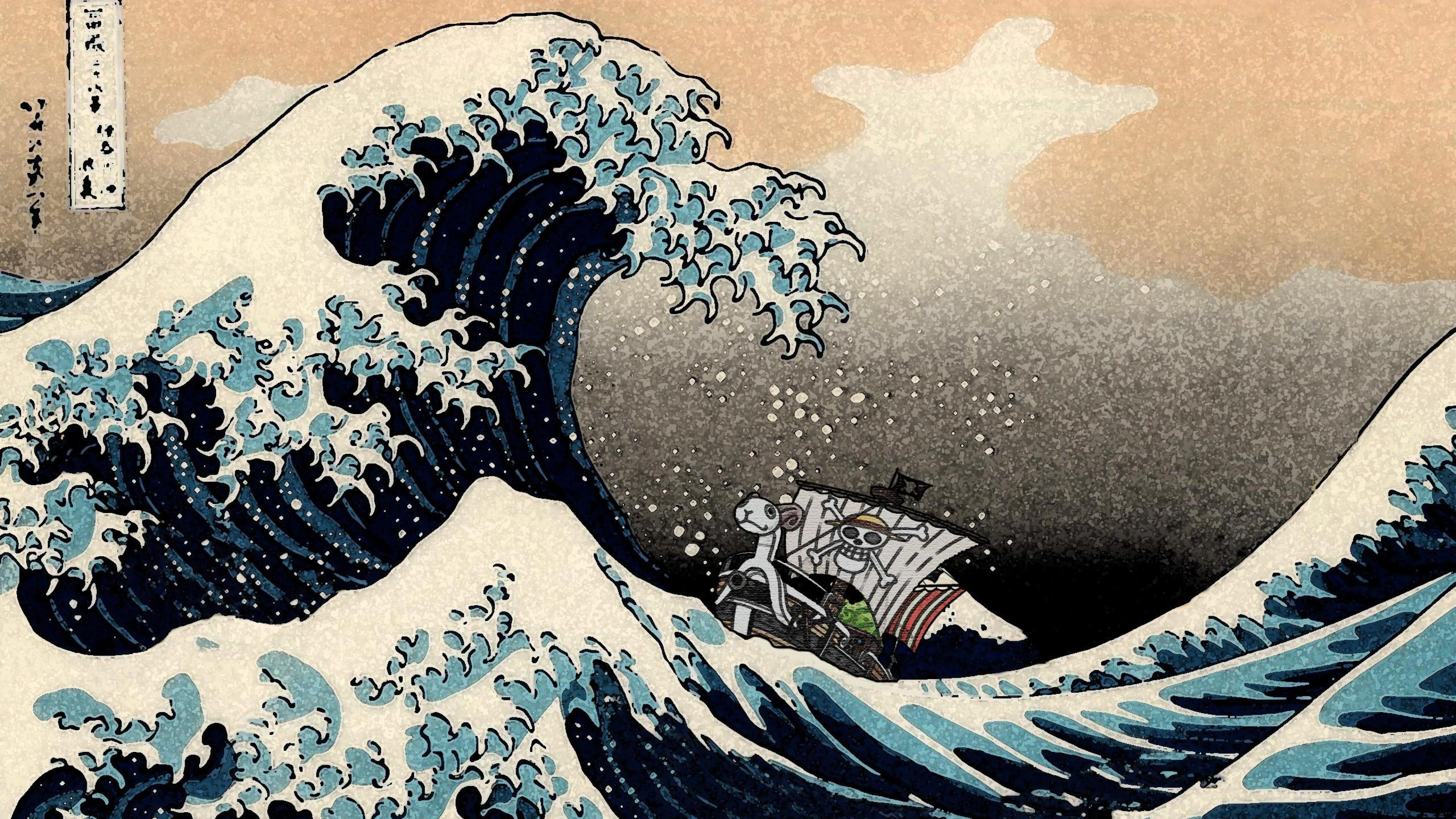 Monkey d luffy One piece The great wave off kanagawa Hokusai Waves ...