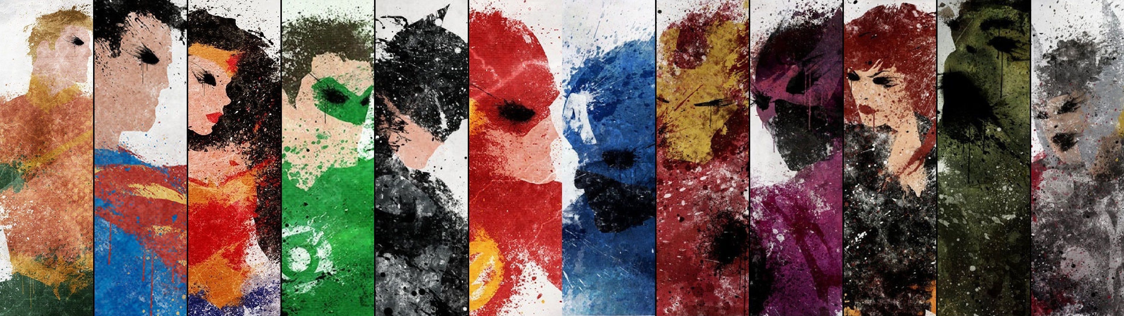 Splash Art: Justice League vs. Avengers Wallpaper 3840 x 1080 px ...