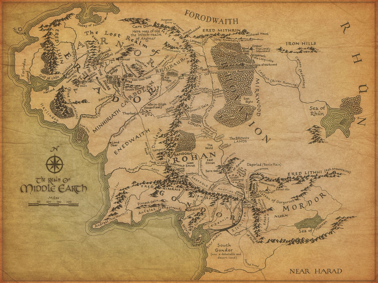 Map of Middle Earth - Lord of the Rings Wallpaper (2329809) - Fanpop