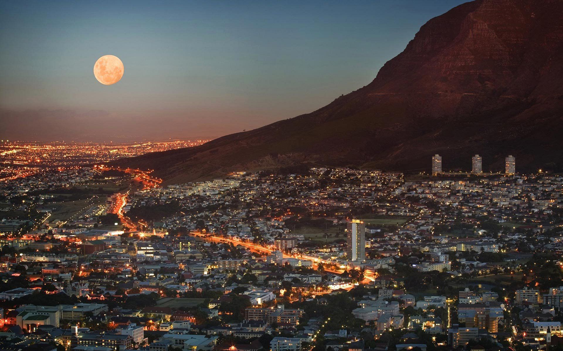 Wallpaper Cape Town With The Moon - 1920 x 1200 - Cities ...