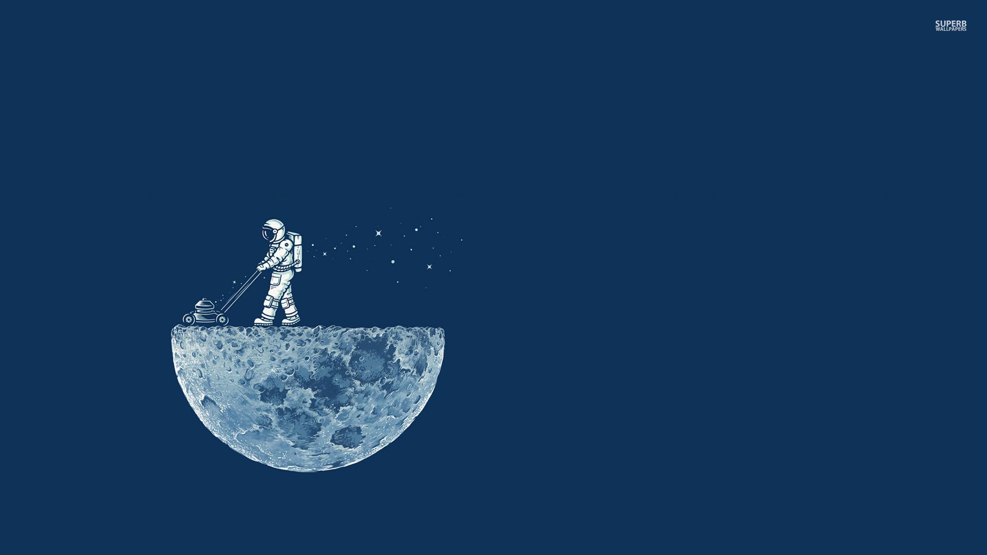 Astronaut mowing the moon wallpaper - Funny wallpapers - #31038