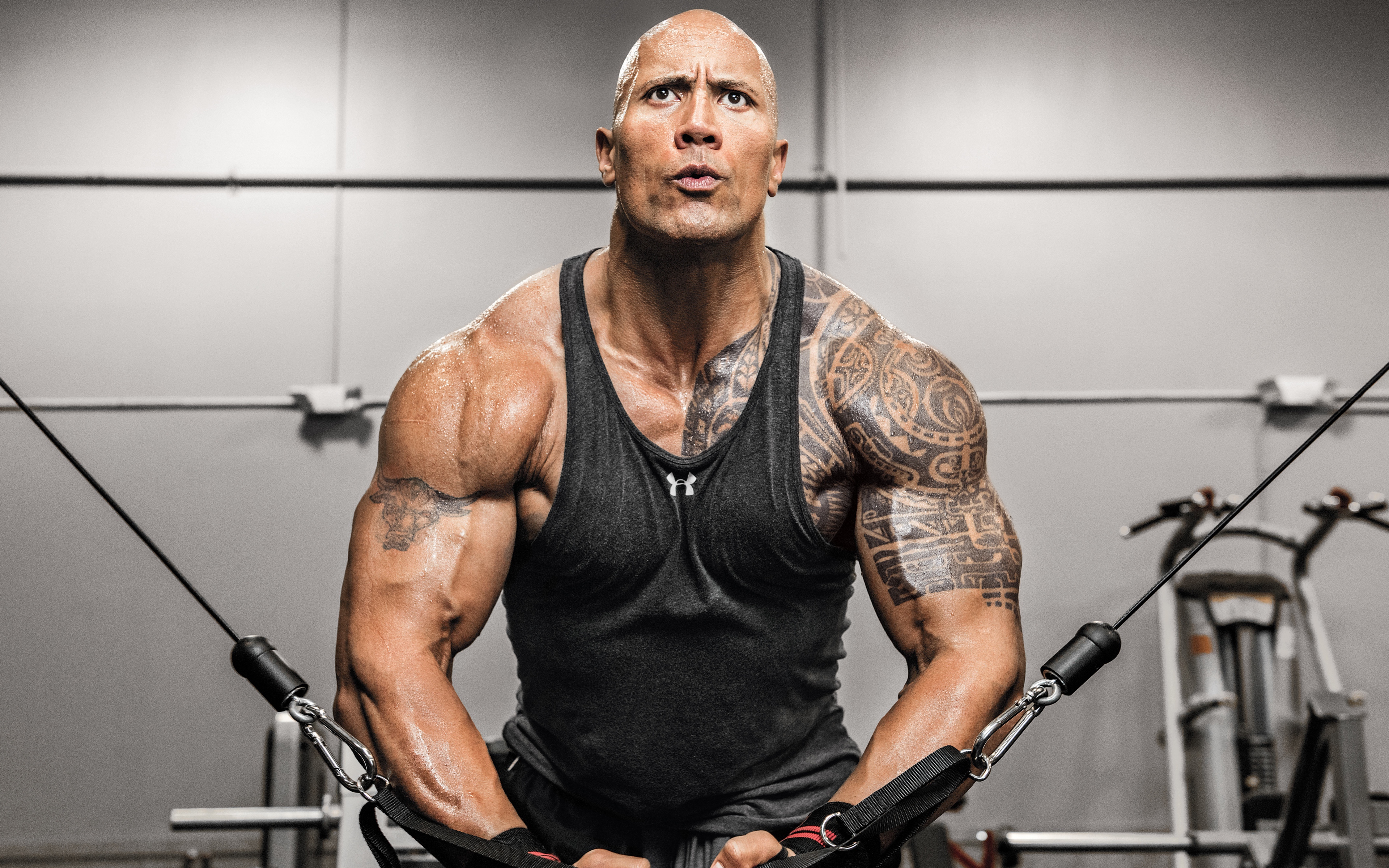 The Rock Actor Gym Exercise Workout Wallpaper | WallpapersByte