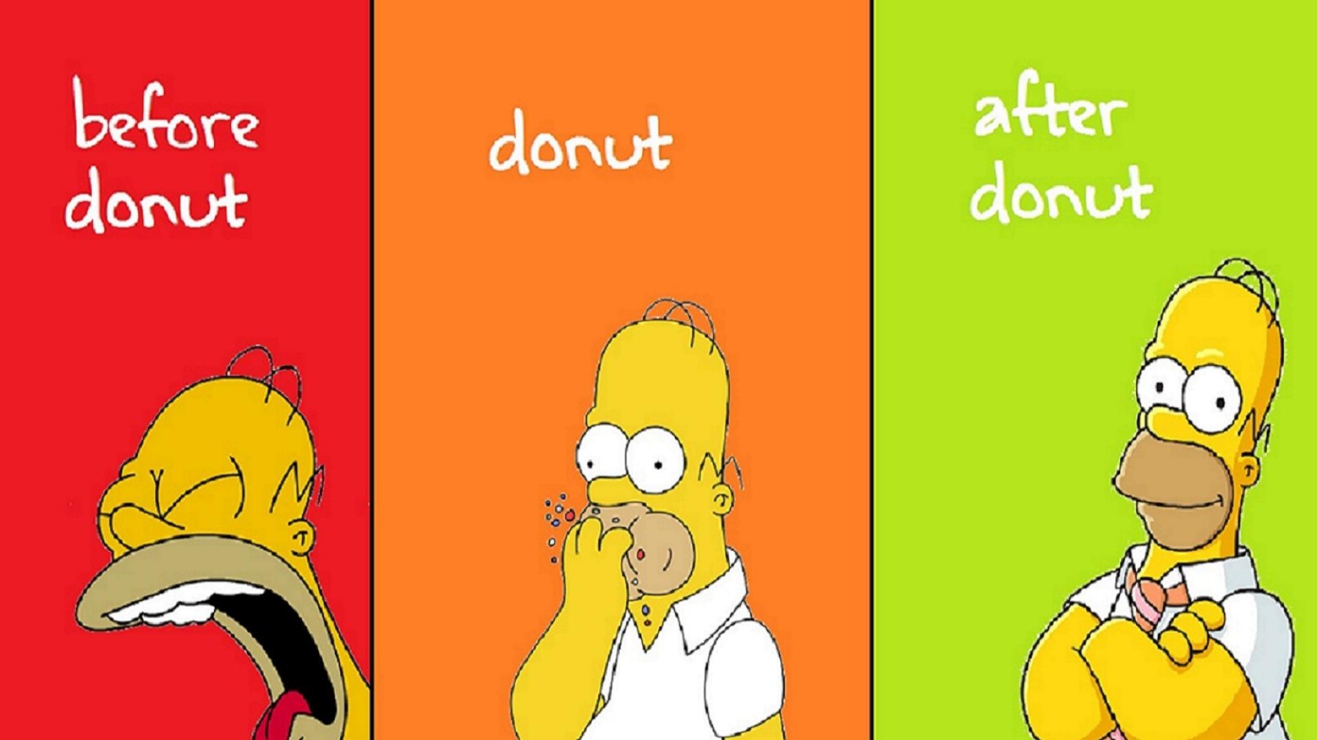Green red yellow homer simpson donuts the simpsons wallpaper 10009