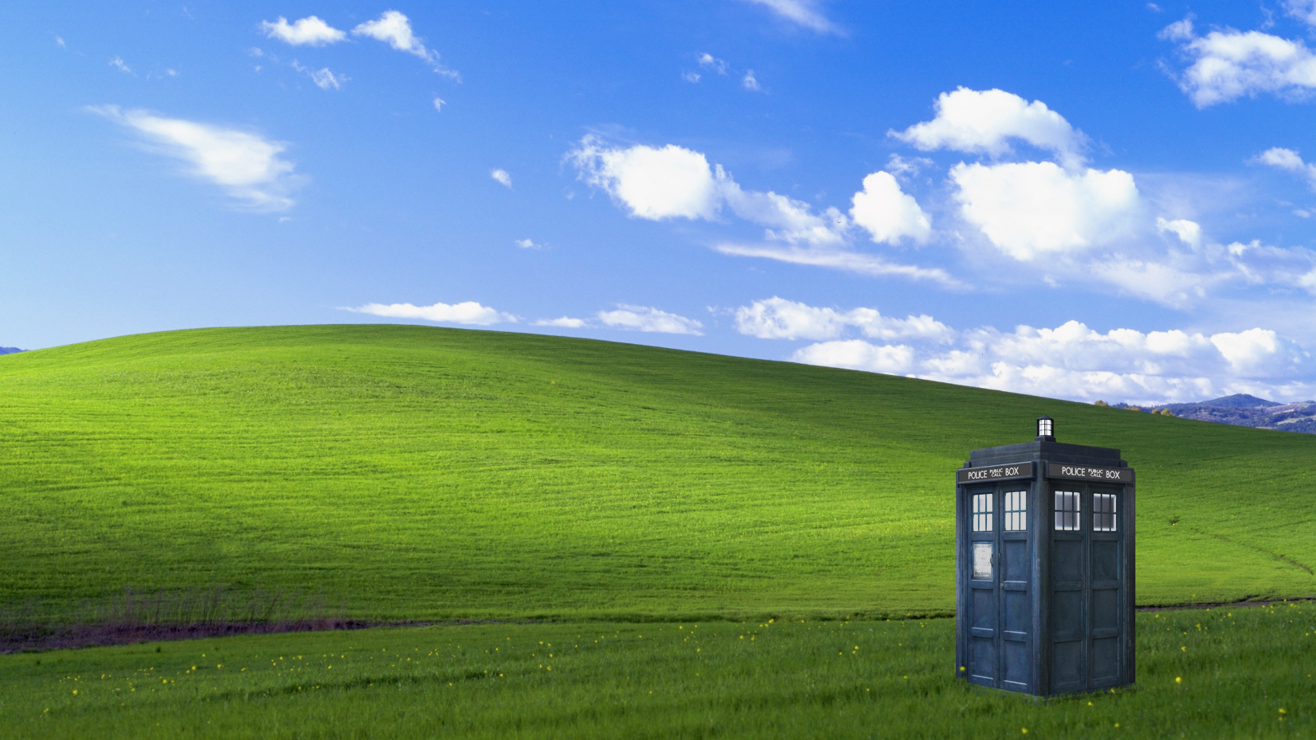 Doctor Who Tardis Windows XP Bliss Hill Wallpaper | DJRavine's ...