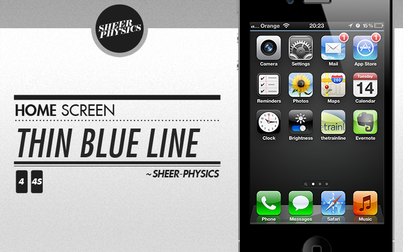 DeviantArt: More Like iPhone 4S Home Screen Wallpaper - Thin Blue ...