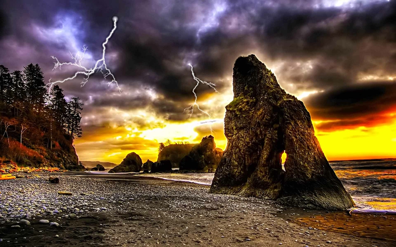 beach lightning Thunder Roar – Nature Beaches HD Desktop Wallpaper