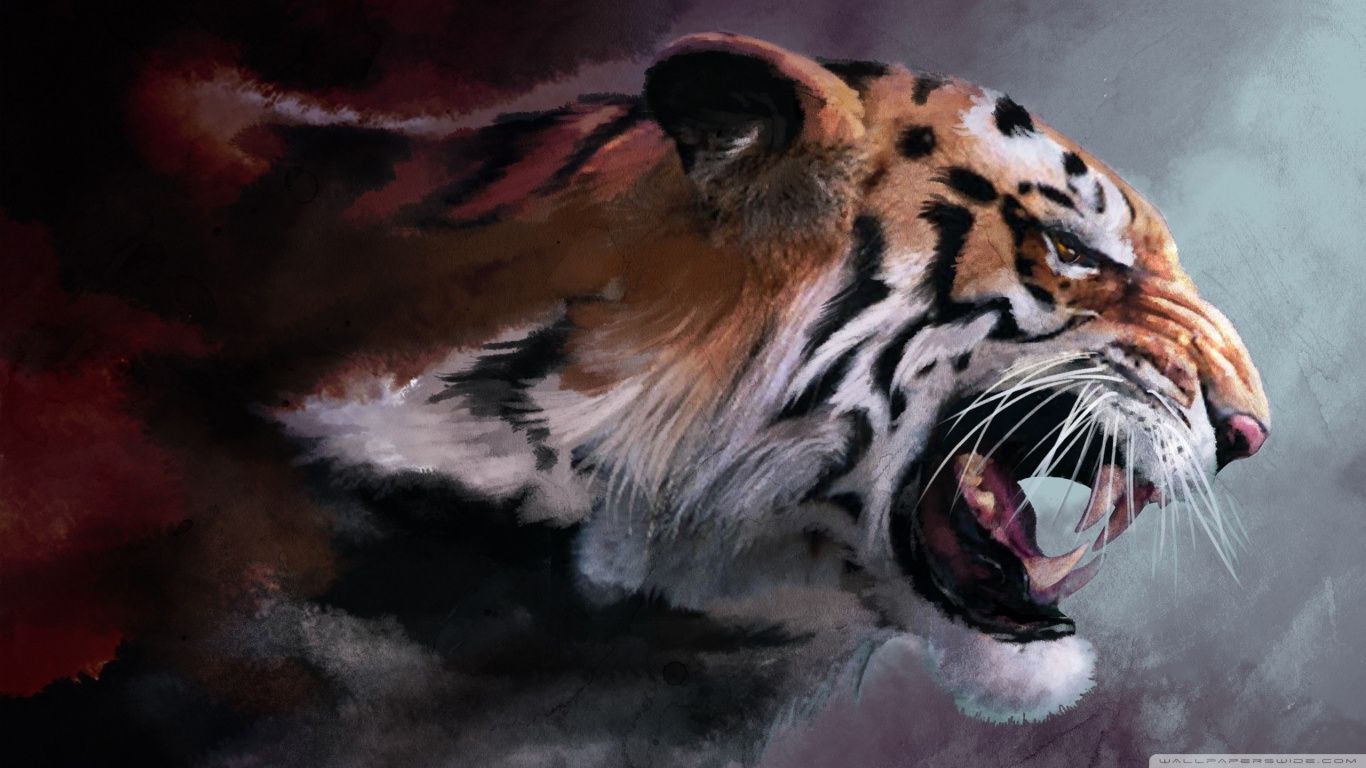 Angry Tiger Painting HD desktop wallpaper : High Definition ...