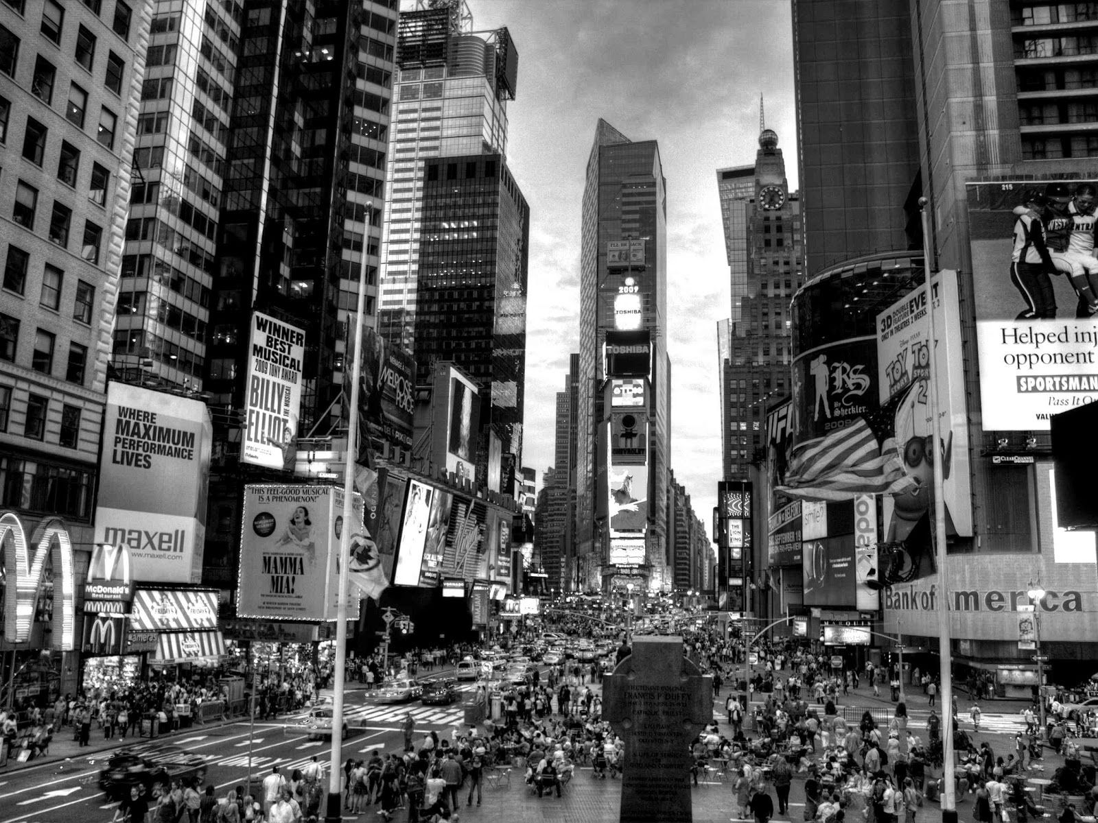 Times Square At Night Black and White - wallpaper.