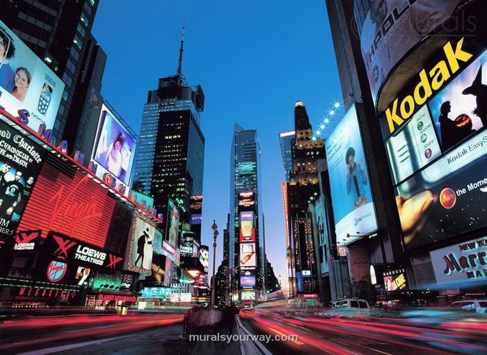 Wall Mural Theme with View Of Times Square At Dusk - Wallpaper ...