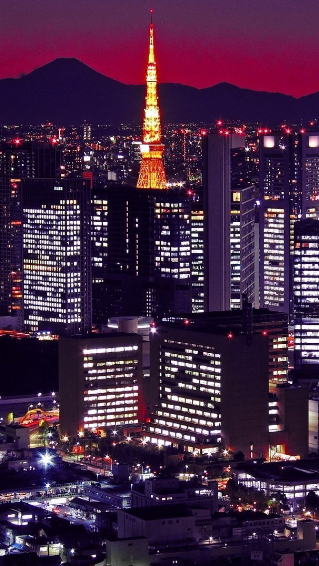 Download Wallpaper 640x1136 Japan, Tokyo, Buildings, Night, City ...